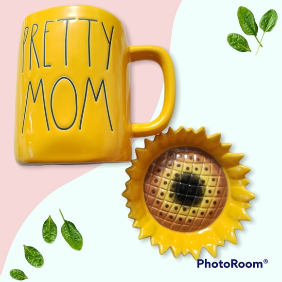 🆕️ Rae Dunn PRETTY MOM Sunflower🌻 Topper/Lid Canary Yellow 💛 Mug Cup - Picture 7 of 14